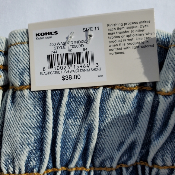 SO Hi-Rise Elastic Waist Denim Shorts Sz 11 - Picture 5 of 12